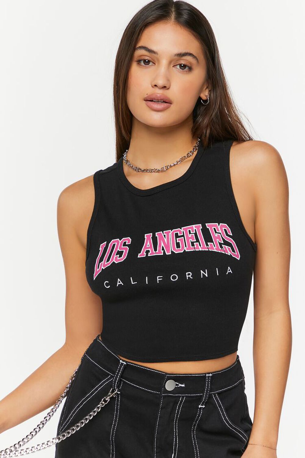 Los Angeles Lace-Up Graphic Tank Top