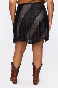 BLACK Plus Size Mesh Lace Mini Skirt, image 5
