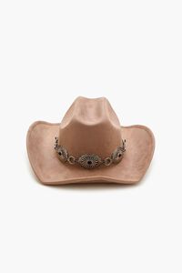TAUPE/SILVER Faux Stone Chain Cowboy Hat, image 4