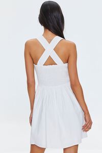 WHITE Tie-Back Smocked Mini Dress, image 4