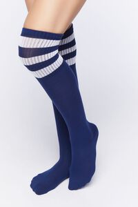 NAVY/MULTI Varsity-Striped Over-the-Knee Socks, image 1