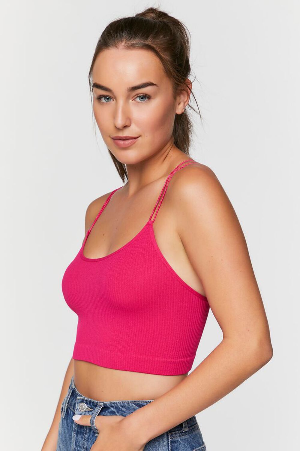 Seamless Ribbed Dual-Strap Bralette, image 2