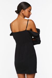 BLACK Crepe Open-Shoulder Mini Dress, image 3