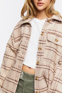 TAN/BROWN Plaid Button-Front Shacket, image 6