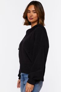 BLACK Hooded Drop-Sleeve Sweater, image 2