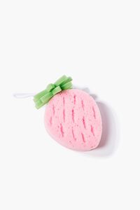 PINK/MULTI Strawberry Bath Sponge, image 1