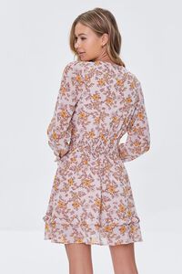 TAUPE/MULTI Floral Print Peasant Sleeve Dress, image 3