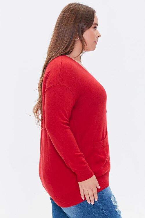 RED Plus Size Pocket Cardigan Sweater, image 2
