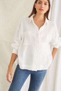 WHITE Seersucker Raw-Cut Shirt, image 2
