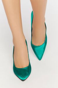GREEN Satin Pointed Toe Pumps, image 4