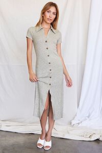 Heathered Button-Front Shirt Dress, image 4