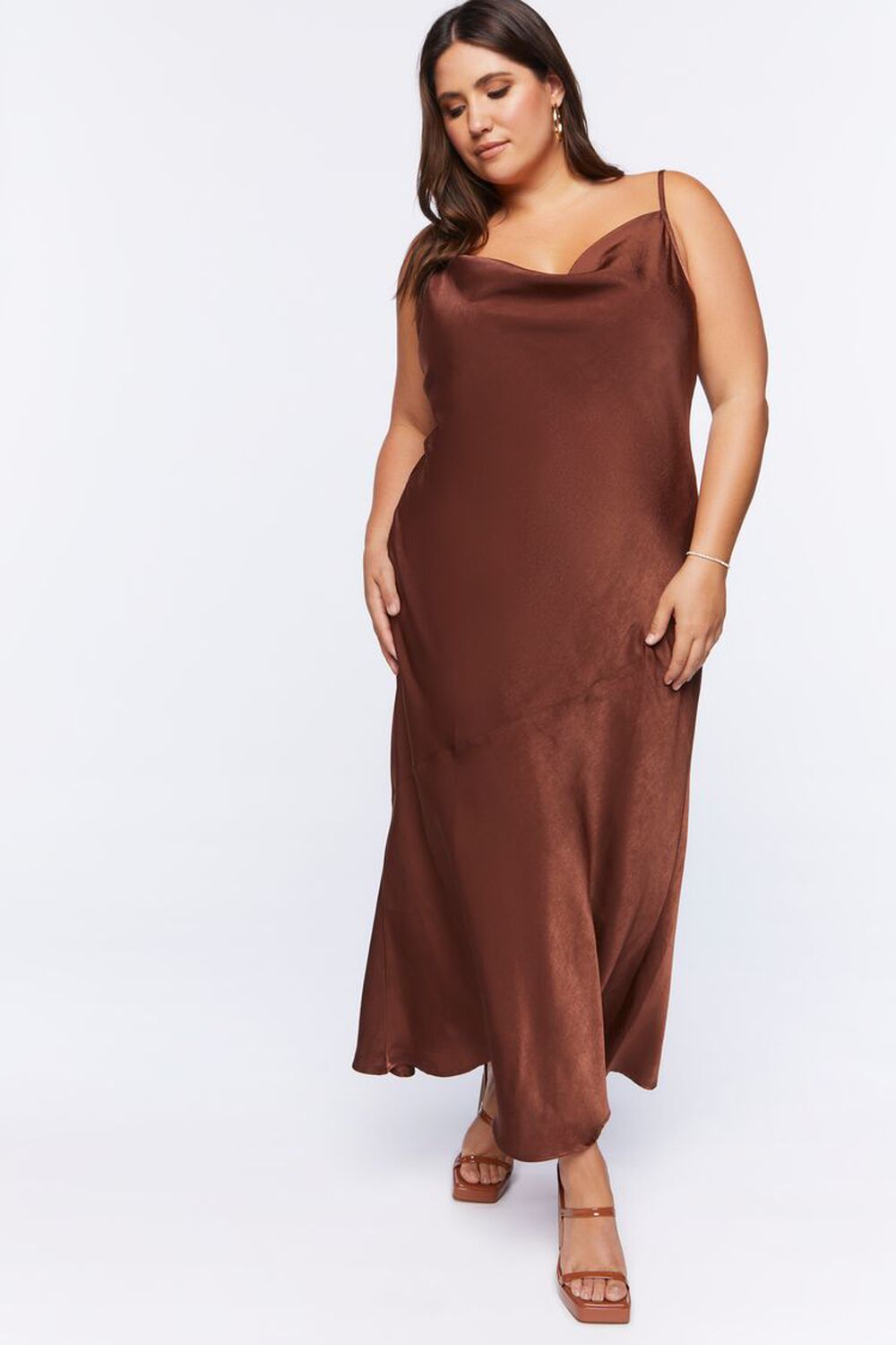 CHOCOLATE Plus Size Satin Slip Maxi Dress, image 1