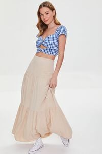 BLUE/WHITE Gingham Cutout Crop Top, image 4