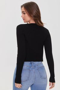 BLACK Floral-Button Cardigan Sweater, image 3