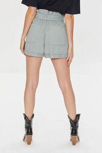SEAFOAM Belted Paperbag Twill Shorts, image 4