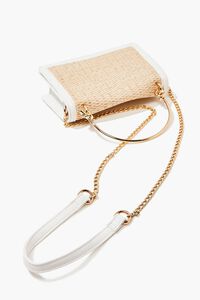 TAN/WHITE Straw Faux Leather Crossbody Bag, image 6