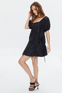 BLACK Tiered Puff-Sleeve Mini Dress, image 4