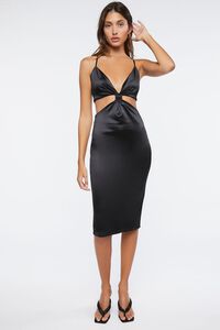 BLACK Cutout Satin Mini Dress, image 4