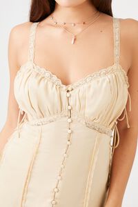 Satin Lace-Trim Cutout Midi Dress, image 5