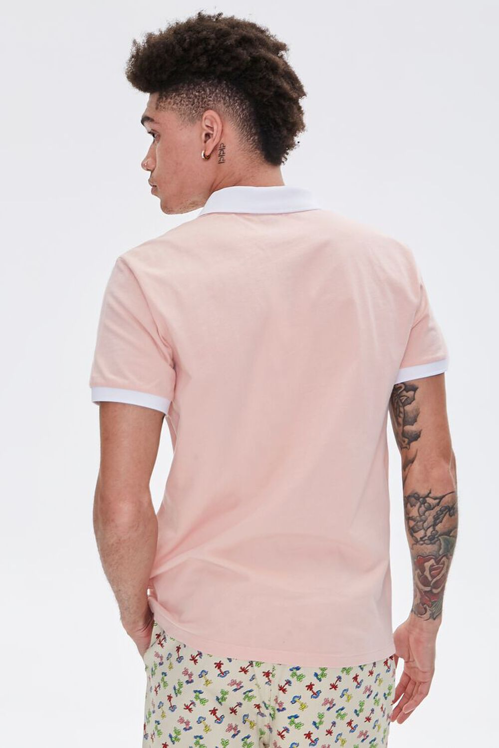 PINK/WHITE Skateboarder Graphic Embroidered Polo, image 3