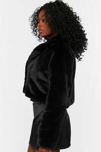 BLACK Plush Cropped Coat, image 3