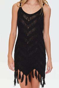BLACK Tassel Crochet Mini Dress, image 5