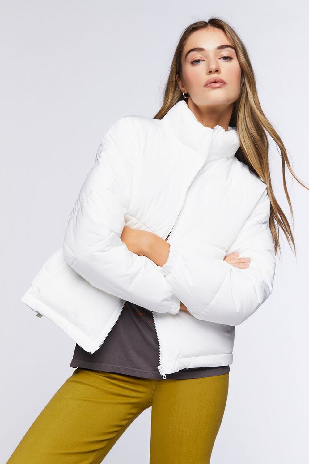 WHITE Quilted Puffer Jacket, image 1