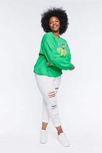GREEN/MULTI Plus Size Smurf Graphic Pullover, image 4