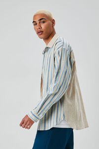 TAUPE/MULTI Reworked Striped Button-Front Shirt, image 3