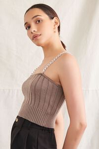 TAUPE/SILVER Sweater-Knit Chain Cami, image 2