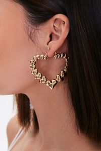 GOLD Heart Charm Hoop Earrings, image 1