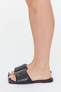 BLACK Faux Leather Crosshatch Sandals, image 2