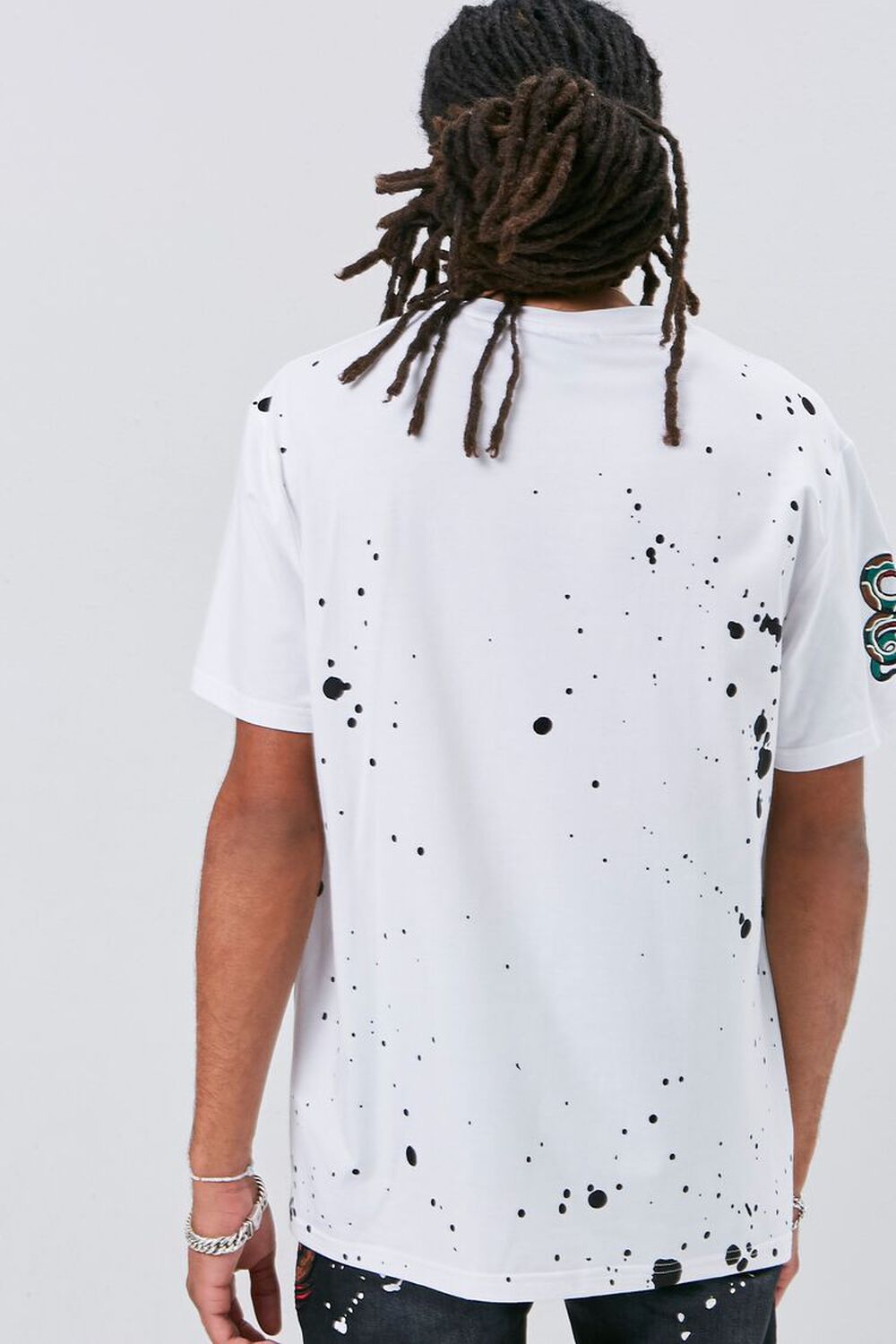 WHITE/MULTI Embroidered Graphic Paint Splatter Tee, image 3