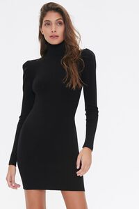 BLACK Turtleneck Sweater Dress, image 1