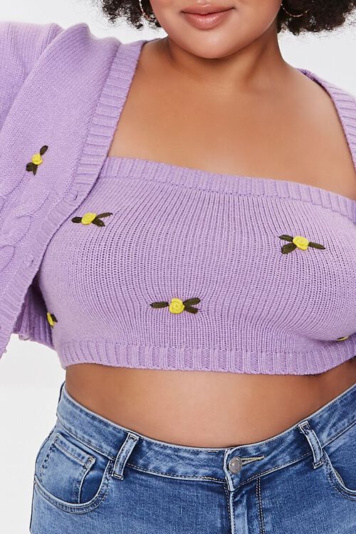 LAVENDER/MULTI Plus Size Floral Cardigan Sweater, image 5