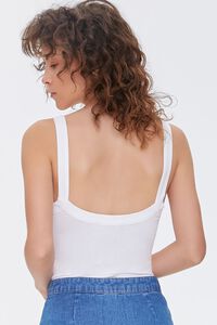 WHITE Cotton-Blend Cami Bodysuit, image 3