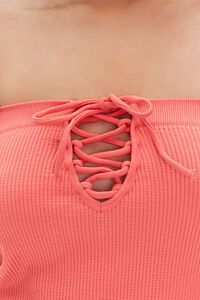 CORAL Ribbed Lace-Up Cropped Cami, image 5