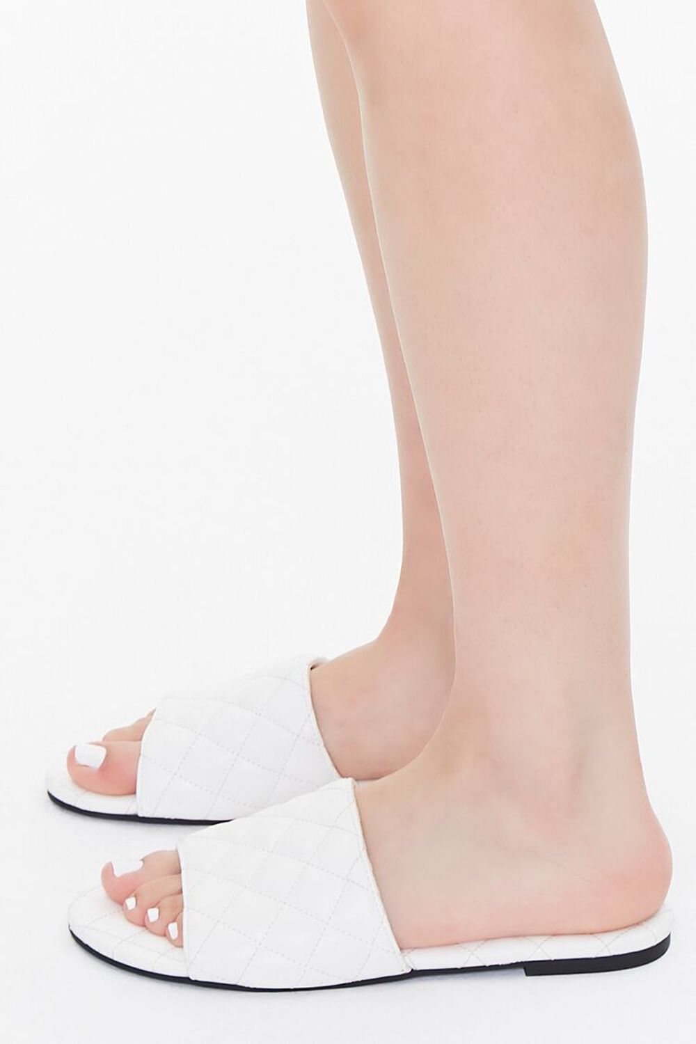 WHITE Quilted Slip-On Sandals, image 2