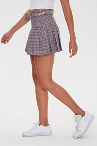BLACK/PINK Pleated Plaid Mini Skirt, image 3