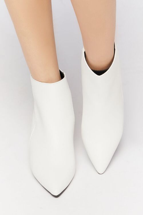 WHITE Pointed Toe Block Heel Booties, image 4