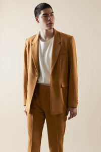 BROWN Notched Button-Front Blazer, image 1