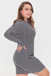 BLACK/WHITE Plus Size Striped Mini Dress, image 2