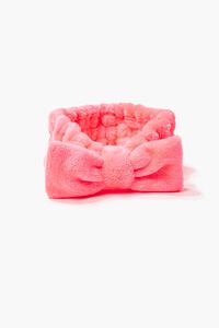 HOT PINK Bow-Top Plush Headwrap, image 1