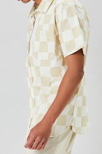 KHAKI/WHITE Checkered Button-Front Shirt, image 2