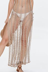 BEIGE Sheer Crochet M-Slit Maxi Dress, image 5