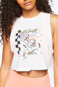 WHITE/MULTI Active Lets Work It Out Muscle Tee, image 5