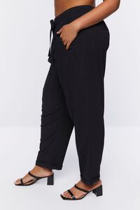 BLACK Plus Size Textured Tie-Waist Pants, image 3