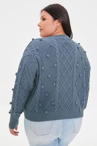 BLUE Plus Size Ball Knit Cardigan Sweater, image 3