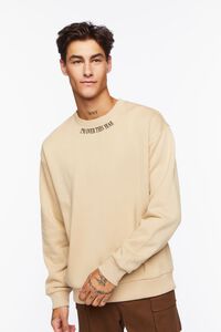 TAUPE/BLACK I'm Over This Year Graphic Pullover, image 1