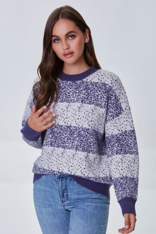 PURPLE/MULTI Speckled Striped Sweater, image 1